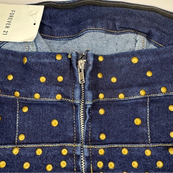 Forever 21 Strapless Studded Denim Mini Dress XS NWT - Picture 7 of 13